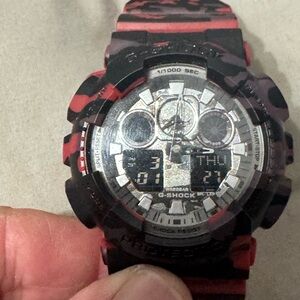 Casio G-Shock Dual Display Red and Black Watch black and red camo